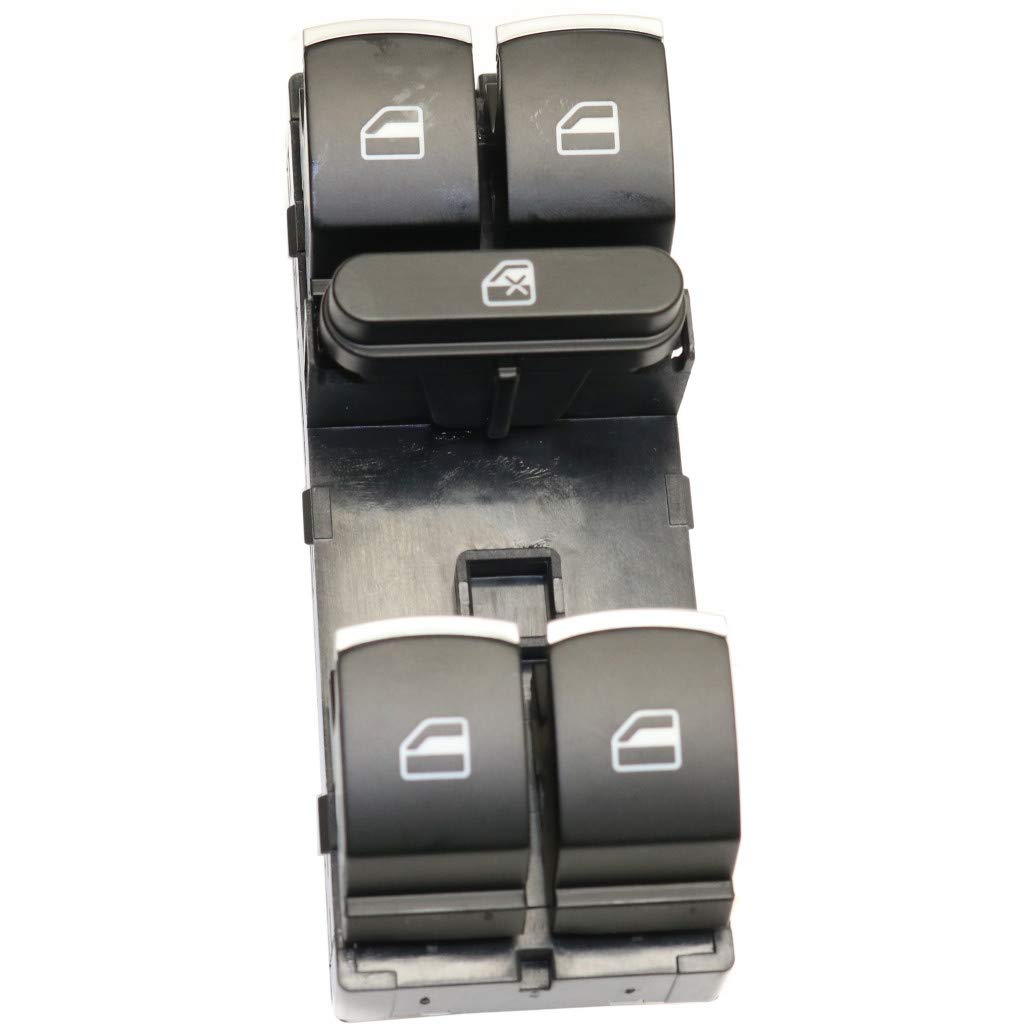 for Volkswagen Tiguan Window Switch 2009-2018 Driver Side | Front | Black and Chrome | 5-Button | 7 Pin Terminals