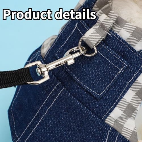 Image of Rabbit Harness and Leash,Small Animal Clothes for Rabbit Guinea Pig, Bunny Plaid Harness Leash Guinea Pig Clothes for Kitten and Other Small Animals (Grey,L)