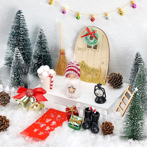 Bencailor 30 Pcs Christmas Doll House Decoration Miniatures Dollhouse Accessories Small Scene Model Light Mini Tree Gift Boxes Christmas Tree Snowman Decorations Party DIY (Cute Style) - Thumbnail 2