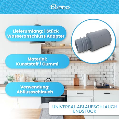 DL-pro Universal Ablaufschlauch Endstück Innen-Ø 22mm für Waschmaschine Spülmaschine Geschirrspüler Ablaufschlauch mit 19mmØ