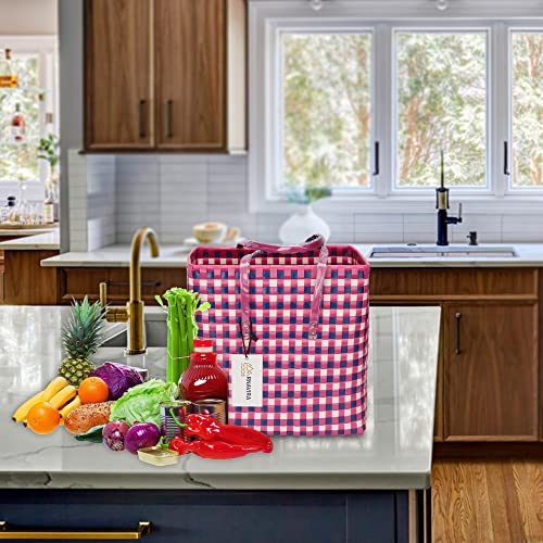 Image of Arnavira Handmade Multipurpose with Lid 20L Used as Lunch Lunch Bag Tiffin Bag for Office,School & Travel (32x20x30) (Pink White, X Large)