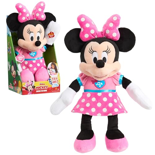 Disney Junior Mickey Mouse Singing Fun Minnie Mouse, 12-inch plush, Officially Licensed Kids Toys for Ages 3 Up by Just Play