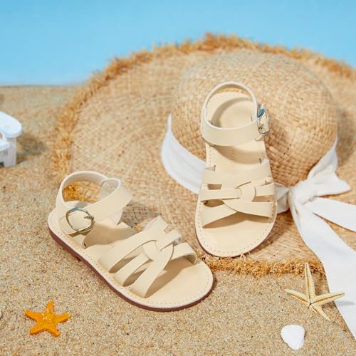 Image of Felix & Flora Toddler Girl Sandals - Little Girl Easter Dress Shoes Lightweight Open Toe Beach Holiday Flats