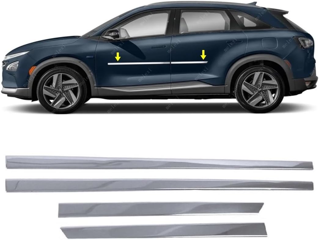 MELEXI Chrome Side Door MOLDING 4 Door 4 PCS S.Steel Compatible with Hyundai Nexo 2019 Onwards