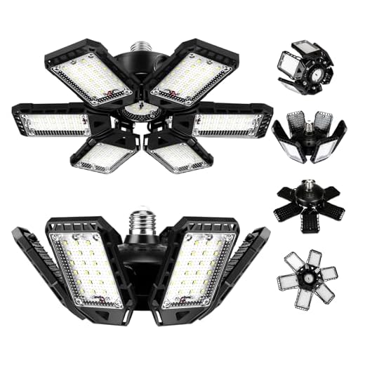 31+ Creative Garage Ceiling Ideas to Transform Your Space 3 LED Garage Lights Bulb 2 Pack 180W 18000LM 6500K Led Shop Light with 6 Plus 1 Deformable Panels Basement Barn Ceiling Lights for E26/E27