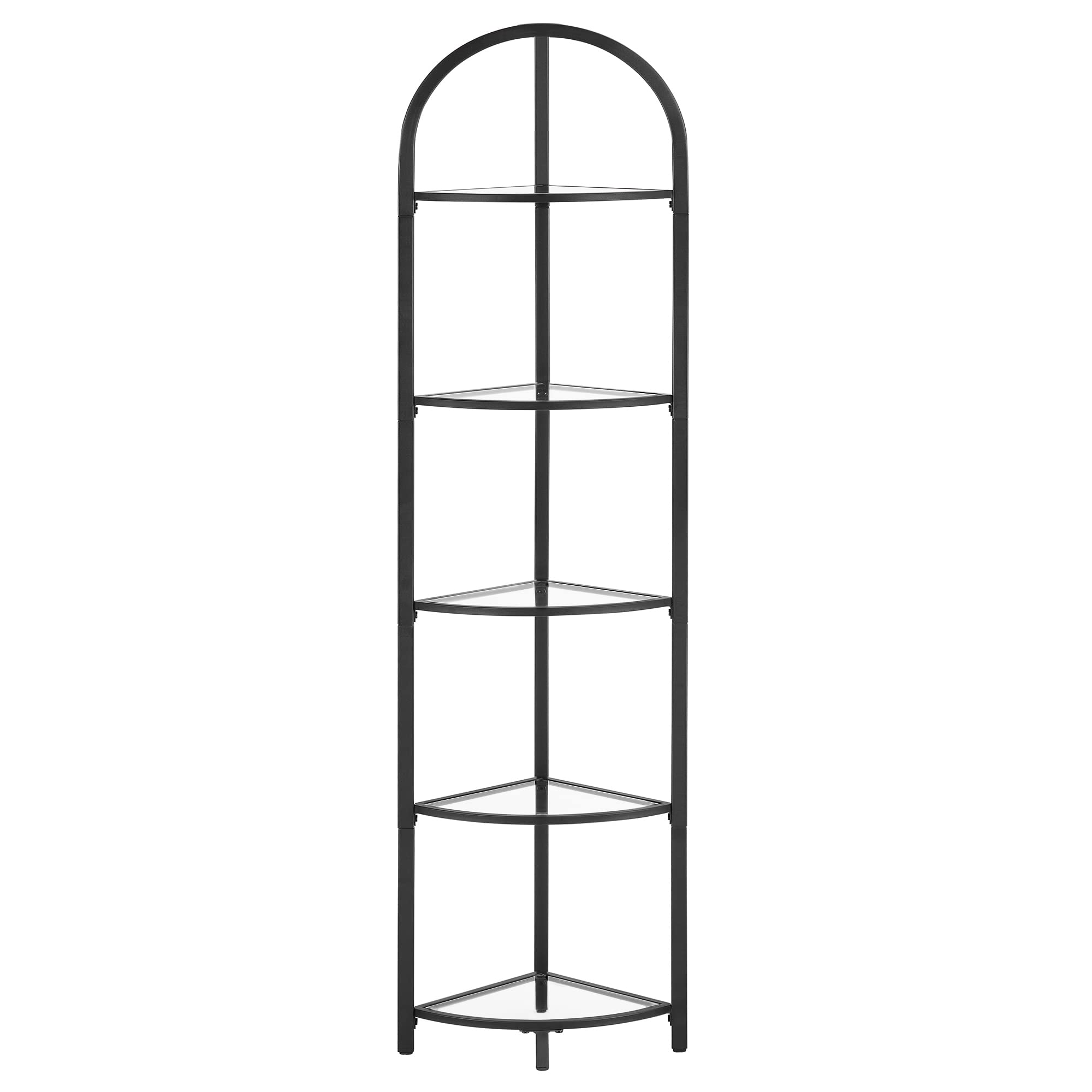 VASAGLE Corner Shelf Stand, 5 Tier Corner Bookshelf, Tempered Glass