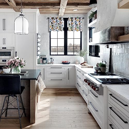Image of Topfinel White Kitchen Room Darkening Valances 24 Inch Length Vintage Botanical Floral Hummingbird Thermal Insulated Grommet Small Window Curtains for Track Laundry Kitchen, Camper 2 Panels