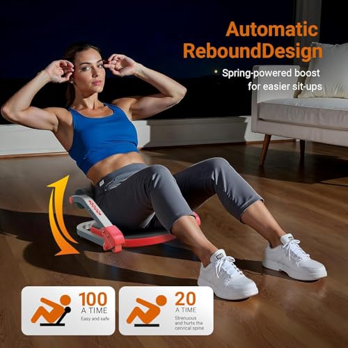 Image of Ab Machine for Home Gym | Adjustable Ab Trainer with 3 Resistance Levels & Automatic Rebound | Sit Up Exercise Equipment for Core, Stomach & Abs Workout | Full Body Fitness Trainer
