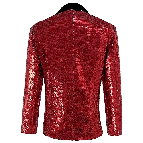 Men's Shiny Sequin Blazer Sparkle Metallic Tuxedo Jacket Party Prom Wedding One Button Jacket3