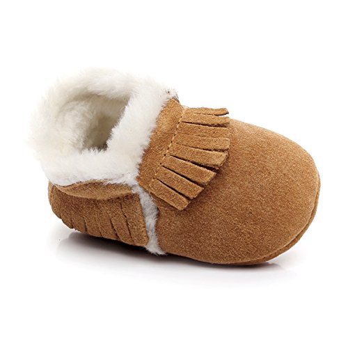 Hongteya B073JCS51C Winter Suede Fleece Lined Rubber Soles Non Slip Warm Baby Boots Girls Boys Moccasins With Fur Hard Sole Baby Shoes thumb #4