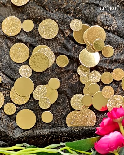 Image of Letjolt Golden Confetti Glitter Scatter Table Decoration 100 Pcs | Circle Dots, Birthday Party Anniversary Supplies, Bridal Baby Shower Wedding Gift, Surprise Paper Craft