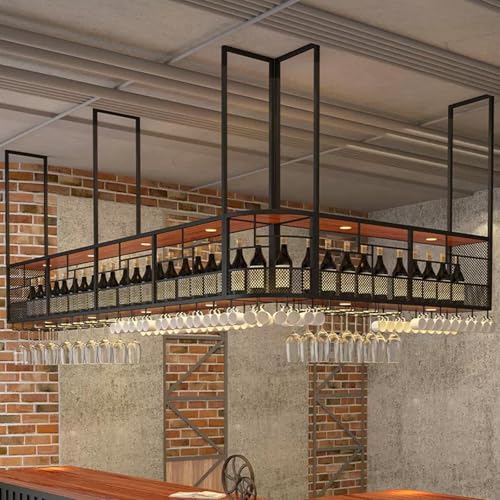 Étagère de plafond de bar moderne et support de verre flottant pour cuisine