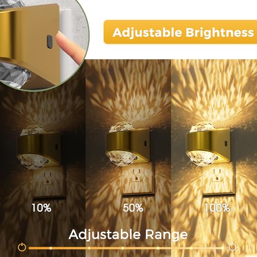 Image of L LOHAS LED Projector Night Light,[2-Pack] Night Lights Plug into Wall,Dusk to Dawn Sensor,3000K Soft White,Brightness Adjustable,Projector Nightlight for Bathroom Bedroom Hallway