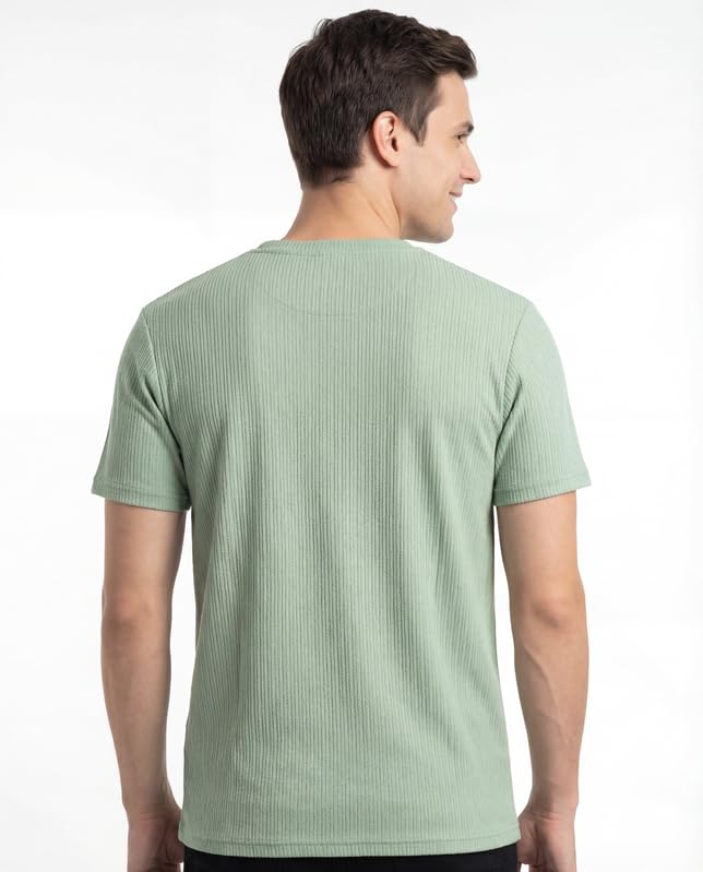Image of Poly Cotton Frill Round Neck T-Shirt for Men | |