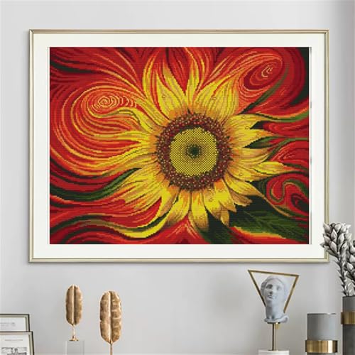 Image of JOYSEWING Stamped Cross Stitch Kits for Beginner Embroidery Kits for Beginners Adults DIY 11CT Cross Stitch Big Patterns Needlepoint Kits Crossstitching Kits- (Sunflower 8 (11CT) 23.62 x19.29 inches)