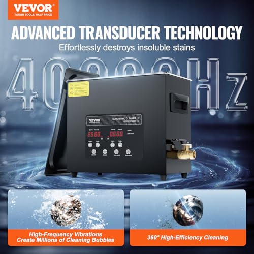 Image of VEVOR 6L Ultra Sonic Cleaner, 180W Digital Ultrasonic Cleaning Machine with Gentle Mode & Upgraded Degassing, 40kHz Industrial Ultrasound Cleaner with Heater & Timer for Retainer, Jewelry, Tools