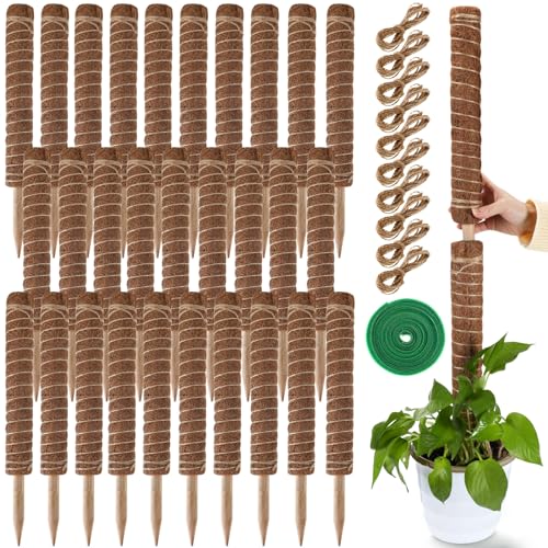 30 Pcs Moss Pole for Plants Monstera 16.5 Inch Coir Poles Bendable Monstera Plant Support with 10...