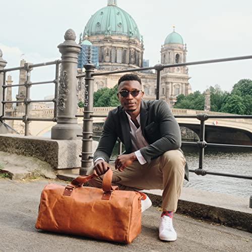 Berliner Bags Vintage Leather Duffle Bag Oslo For Travel Or The Gym, Overnight Bag For Men And Women (Cognac) #TOP6
