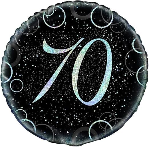3 x 18" Glitz Foil Birthday Balloon (3 x Silver/Black (Age 70))