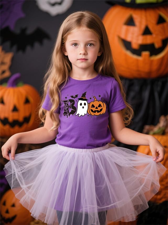 Spooky Party Shirt Toddler Boys Girls Pumpkin Truck Ghost Spider Web Short Sleeve Kids Top for 2-7t - Image 2