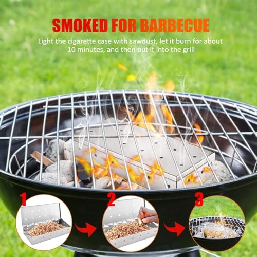 Räucherbox, Räucherbox für Gasgrill, Edelstahl BBQ Grill Räucherbox für Smoker, Holzkohle- und Gasgrills 5