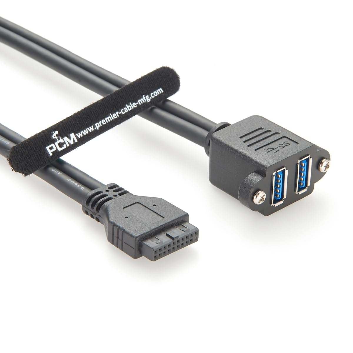 Dual USB 3.0 A Female to Motherboard IDC 20Pin Header Cable 5Gbps Screw Panel Mount PC Mainboard Internal 20 pin USB 3.0 to 2 Ports Type A Cable for Front Panel,Laptop,Printer,Scanner (2PCS, 0.45M)