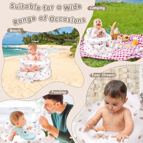 Miniatura 6 de Asiento Inflable Para Bebé Partir De 3 Meses, Silla Infantil Inflable Con Bomba De Aire Integrada, Silla Inflable Con Soporte Para Espalda Y Cuello Para Viajes, Alimentación, Camping, Aprender