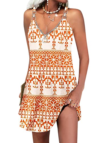 ETCYY Sommerkleider für Frauen 2023 Strand Boho Blumendruck Cover Up Ärmellos Spaghettiträger Sommerkleider mit Taschen, Blume 5, Groß Cover