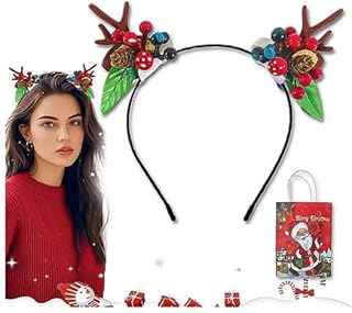 vidonio Christmas Headband with Pinecones and Reindeer Antlers, Elegant Christmas Hair Accessories, Perfect Antler Headband for Women and Girls, Great for Holiday Parties and Winter Celebrations