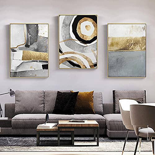 Impression d'encre feuille d'or affiche géométrique abstraite mur art 60x80cm
