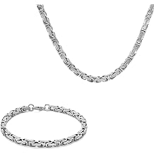 Tesbihane Silver Renk Kal nl k 5 mm 317L  elik Kral Zincir&Bileklik Kombini