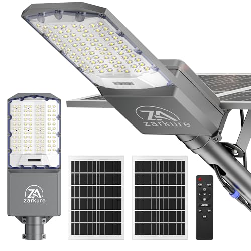 10800W Solar Street Lights Outdoor, 55000mAh IP67 Waterproof Solar Security Flood Lights 7000K 650000LM Super Bright LED Beads Commercial Parking Light with Remote Control for Street, Court, Barn