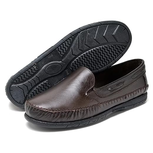 Sapatilha Mocassim Masculino Verão Couro Legitimo (Cafe, 43)