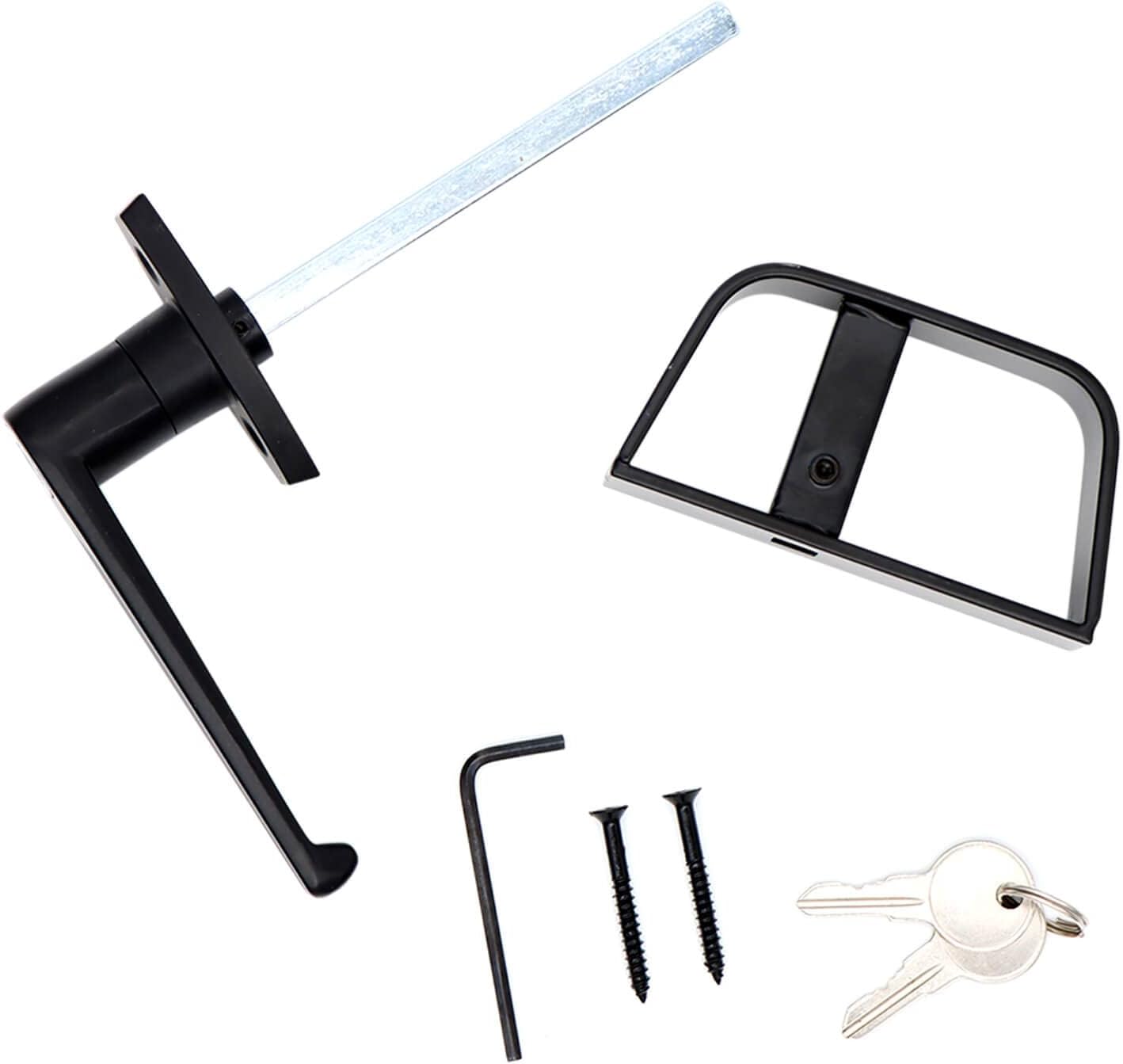 LHandle Lock Set, Shed Door Lock with 2 Keys, 41/2" Stem for Shed, Barn, Playhouse