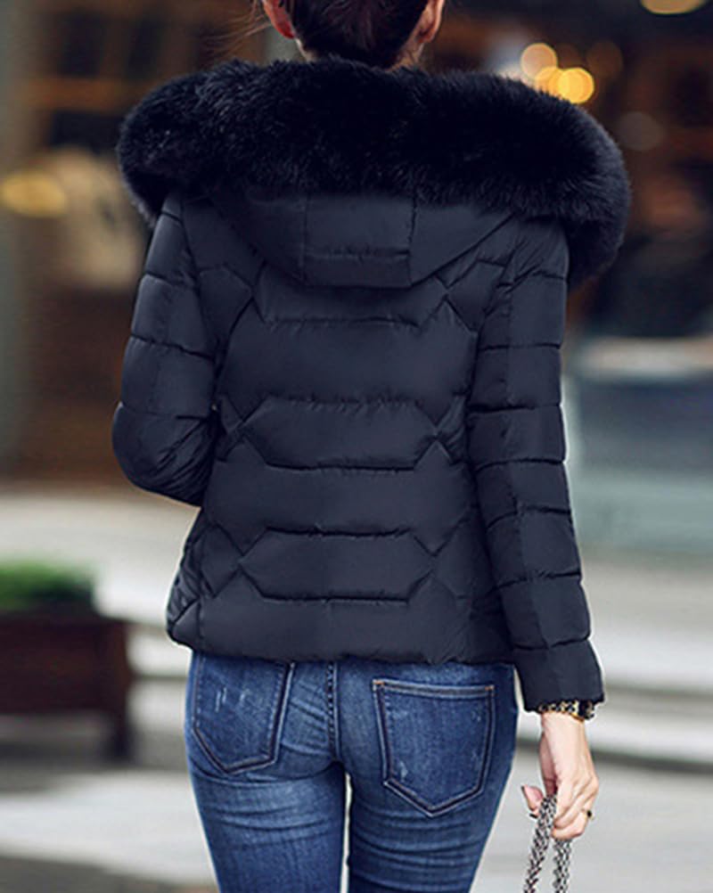 Onsoyours Piumino Invernale da Donna Leggero Caldo Giacca Trapuntato Antivento Giubbotto Corto Slim Fit Maniche Lungo Giacca Parka Piumini Cappotto con Cappuccio