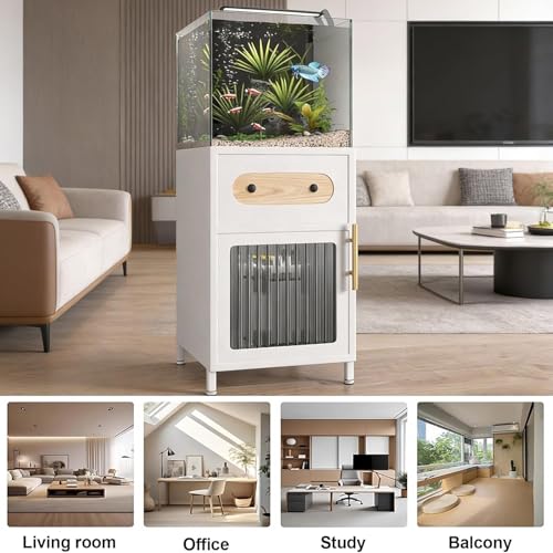 Table d'aquarium en acier premium blanc sans assemblage 40cm - 8