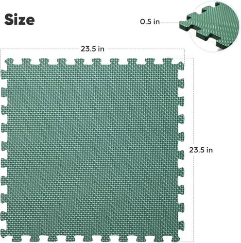 Image of 36 Pack Home Gym Mat, Puzzle Exercise Mat, EVA Interlocking Foam Floor Tiles for Home Workout Equipment and Kids' Play Areas -, 24 in x 24 in x in, Green 36 Tiles