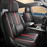 FEINEPRO Car Seat Covers for Dodge Ram 1500/2500/3500 Crew Regular Quad Cab 2011-2026, 4-Layer Waterproof Leather, Truck/Pickup Seat Covers Full Set, Ram Accessories, BlackRed