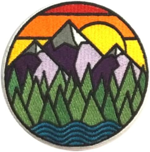 PatchClub Mountain & River Patch Outdoor Embroidered Iron On/Sew On Patch 3in Hiking, Adventure, Badge for Backpacks, Jackets & Hats