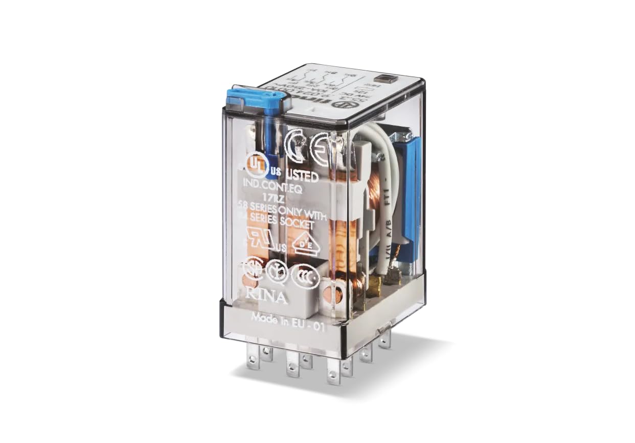 Finder serie 55 - Rele industriale 12vdc pulsante +indicatore 2 contatti 10a