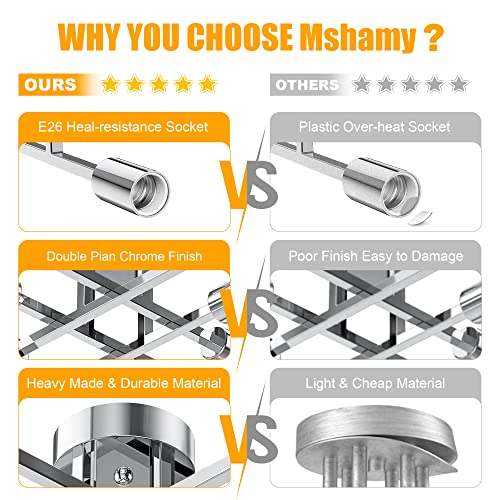 Mshamy 4-Light Semi Flush Mount Ceiling Light Fixture, Chrome Modern Industrial Sputnik Chandelier, Farmhouse Lighting For Kitchen Bedroom Living Room Bathroom Hallway Entryway #TOP6