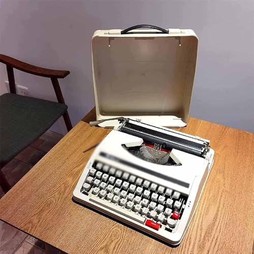 RENJJPBO Old-Fashioned Traditional Portable Manual Typewriter for Writers - Twin Spool Black Red Ribbon - Traditional Typewriter Classic Word Processor