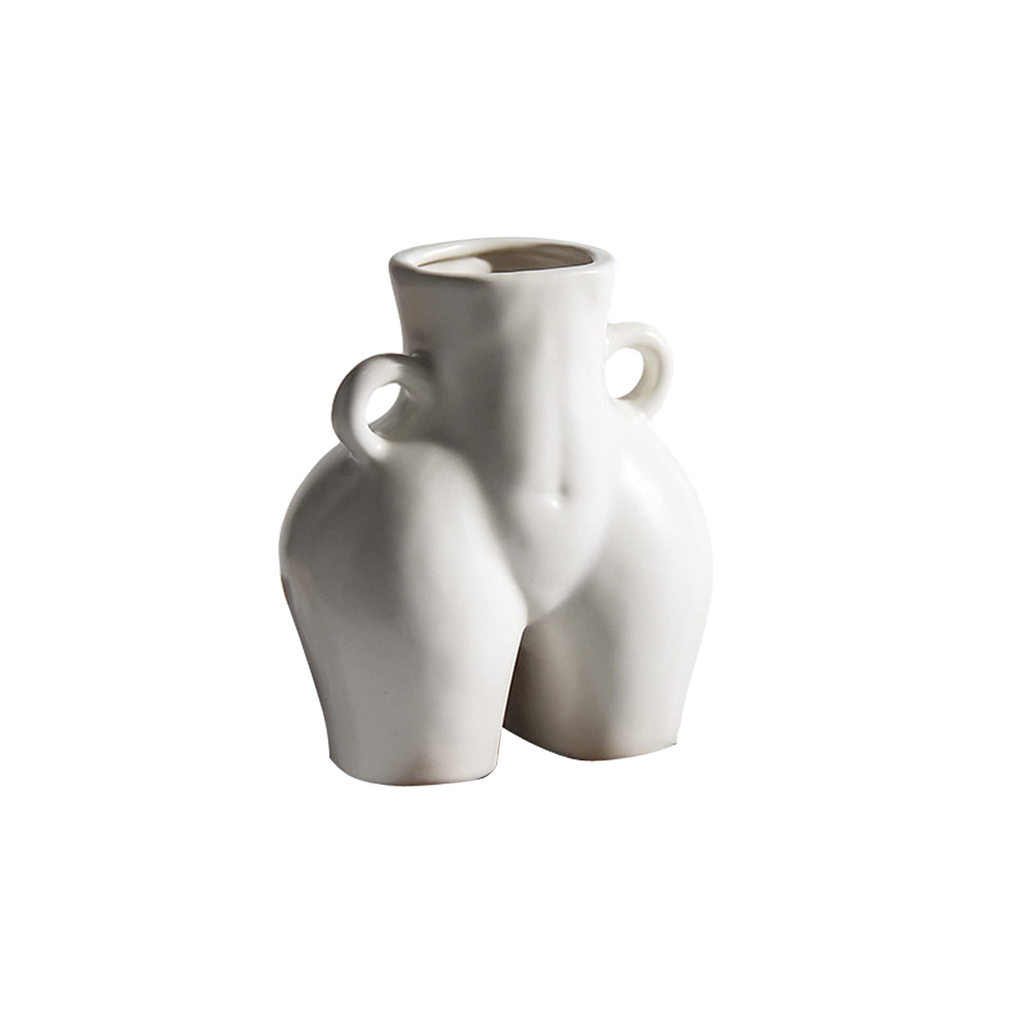 Romehaha Butt Vase,Modern Body Vase Female Form,Black Ceramic Vases Art Nude Female Body Sculpture Vase,Butt Vase for Flowers Living Room Coffee Table Mantle Shelf Decor Accents (White)