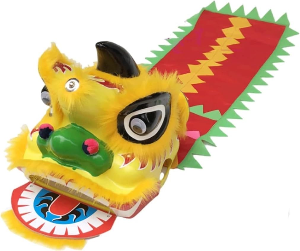 Krxsobnv Yellow Lion Dance Clothes, 8 Inch Lion Dance Classic Dragon Costume Show And Props