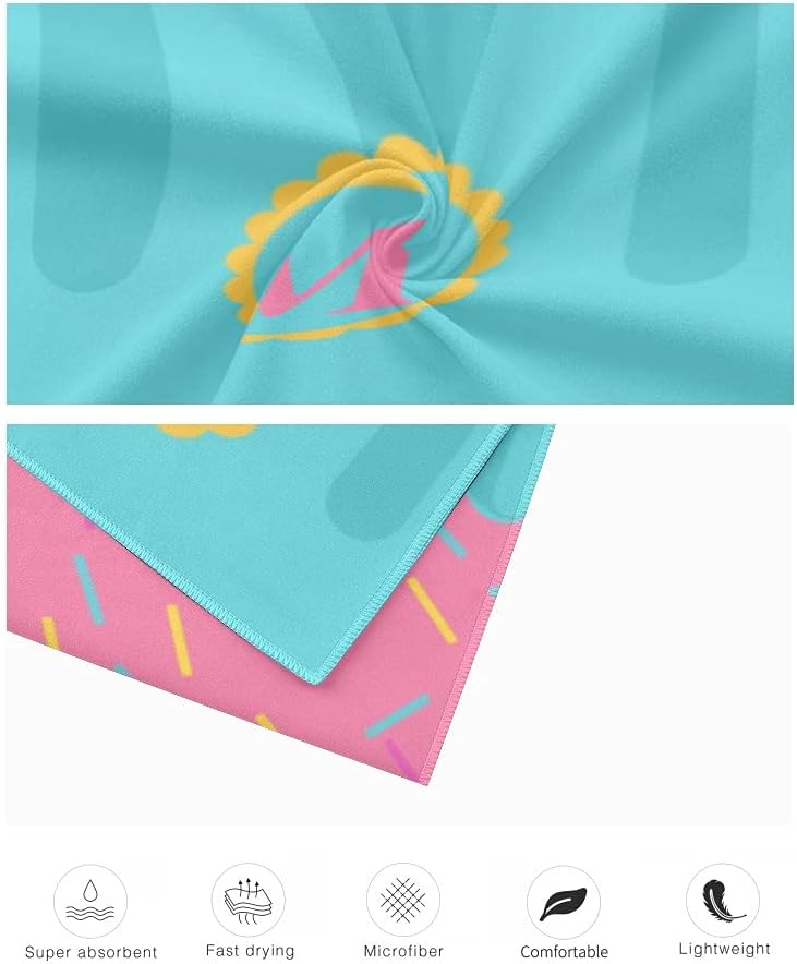 Cute Donut Initial Personalized Beach Towels with Name for Adults Kids Girls Boys Women Men,Custom Microfiber Towels for Travel,Beach,Bathroom,Pool,60X30 Inches