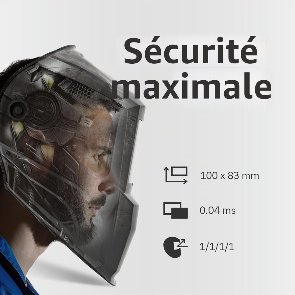 GYS, Masque de Soudage LCD INVADER 11 True Color, Teinte 3/11, Champ de Vision 100x49mm, Assombrissement Auto 0,50ms, Classe Optique 1/1/1/1, pour MMA, TIG, MIG/MAG