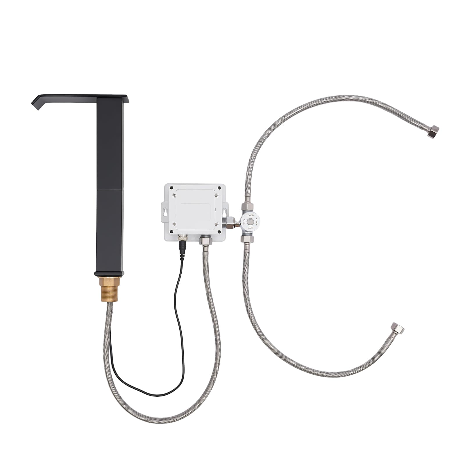 Grifo sensor automático negro, mezclador infrarrojo, caño alto cascada 27cm, latón resistente ahorro agua, válvula cerámica instalación fácil, para cocina cuarto de baño restaurante hotel