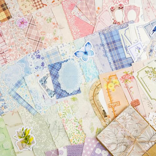 560 Sheets Floral Scrapbook Paper & Stickers, 7 Assorted Set Scrapbook Supplies Kit Vintage Scrapbooking Paper Journaling Stickers DIY Card Making Crafts Paper for Bullet Junk Journals Planner