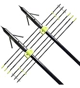 AMEYXGS 6/12pcs Archery Fiberglass Bowfishing Arrow Bow Fishing Arrows with Broadheads and Safty ...