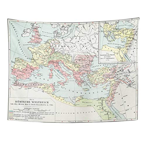 Tarolo Decor Wall Tapestry Map of The Roman Empire 2Nd Century Publication Book Meyers Konversations Lexikon Volume 7 Leipzig 80 x 60 Inches Wall Hanging Picnic for Bedroom Living Room Dorm